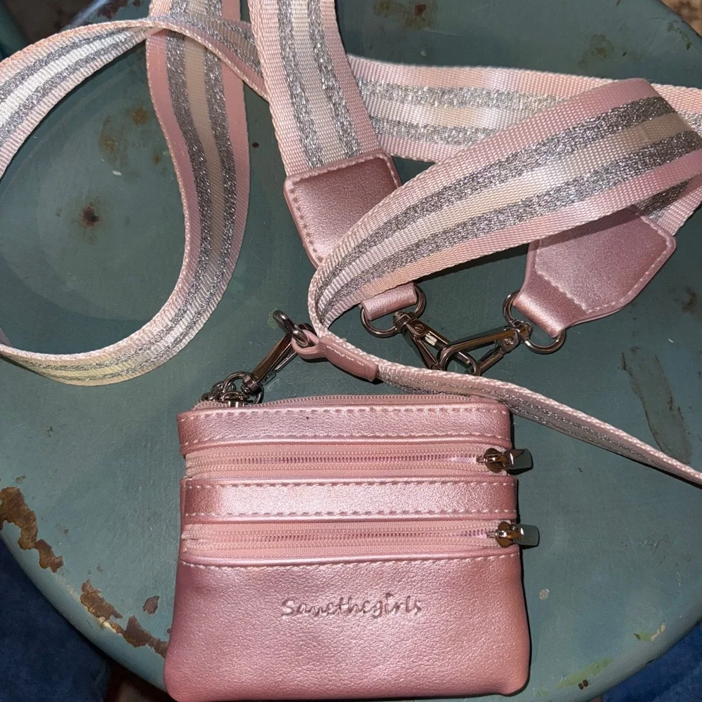 Save the Girls Chic Pink Textured Crossbody lanyard - Picture 2 of 8